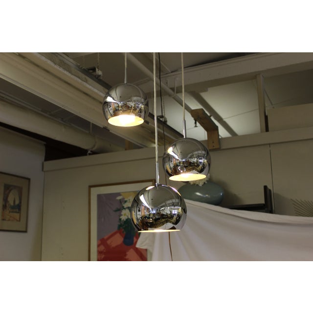 Mid-Century Modern Mid Century Modern Hanging Light Chrome Balls For Sale - Image 3 of 3