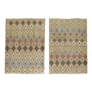Pair of Turkish Deco Scatter Size Vintage Rugs - 3' x 4' For Sale