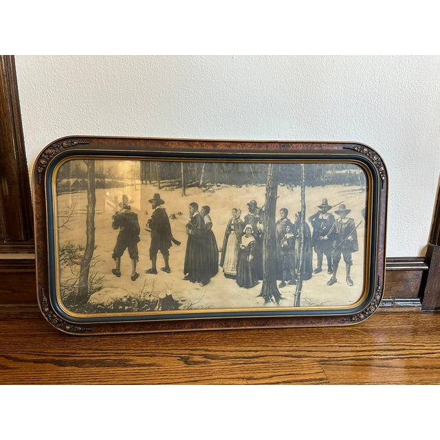 Vintage Americana George H. Boughton Print of Pilgrims Going to Church in Lovely Frame For Sale - Image 10 of 10