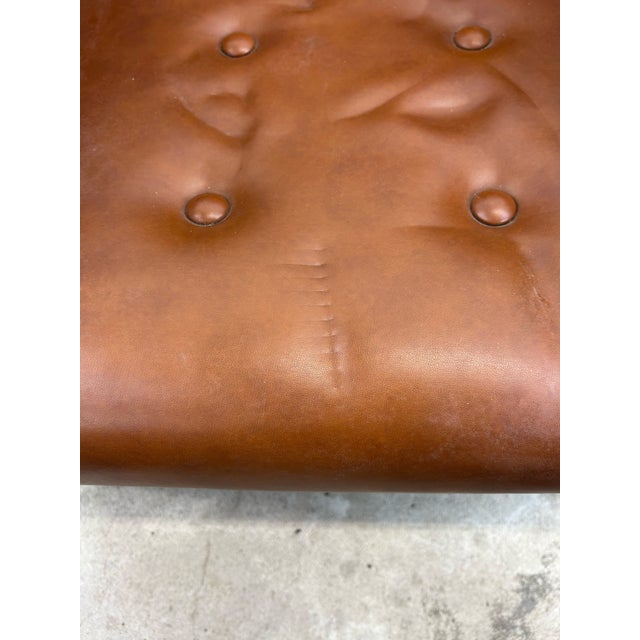 Mid Century Modern Brown Vinyl Lounge Chair With Walnut Base For Sale - Image 12 of 12