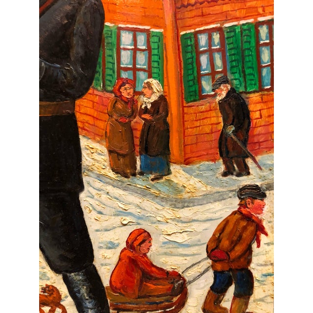 Maurice KishProud Chimney Sweep Modern Judaica Shtetl Oil Painting WPA Jewish artist For Sale - Image 4 of 6
