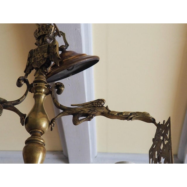 Antique Gothic Brass Dragon Griffin Chandelier, 1890s For Sale - Image 10 of 11