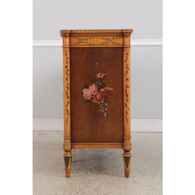Vintage Adams Style Inlaid Satinwood & Painted Commode For Sale - Image 16 of 18
