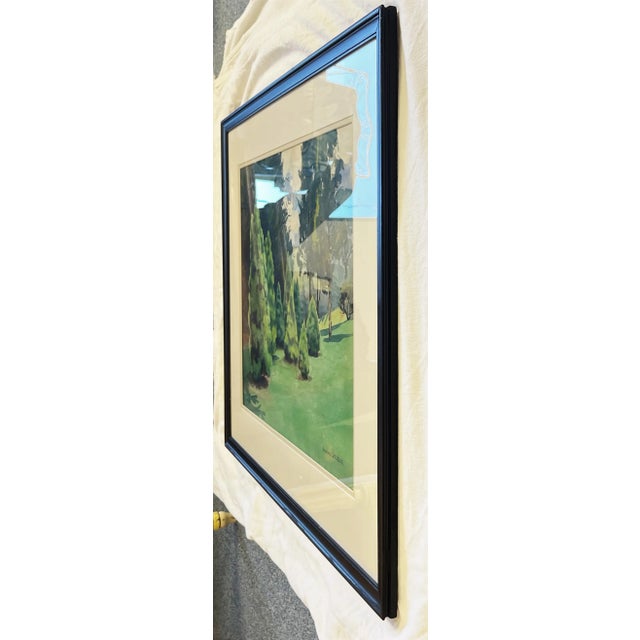 Green Original Signed Julius Delbos Watercolor Painting Titled 'Dwarf Alberta Spruce' C1943 For Sale - Image 8 of 12