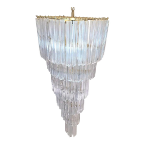 Very Large Vintage Italian Murano Glass Spiral Chandelier 55"