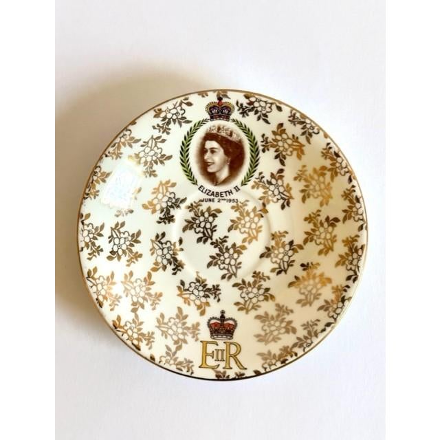 Ceramic Vintage Queen Elizabeth Ll Coronation Cup and Saucer For Sale - Image 7 of 11