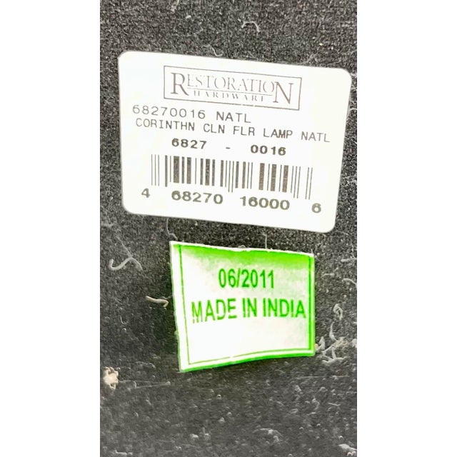 Restoration Hardware Hand Carved Corithian Column Floor Lamps, Extra Tall 77” - a Pair For Sale - Image 9 of 9