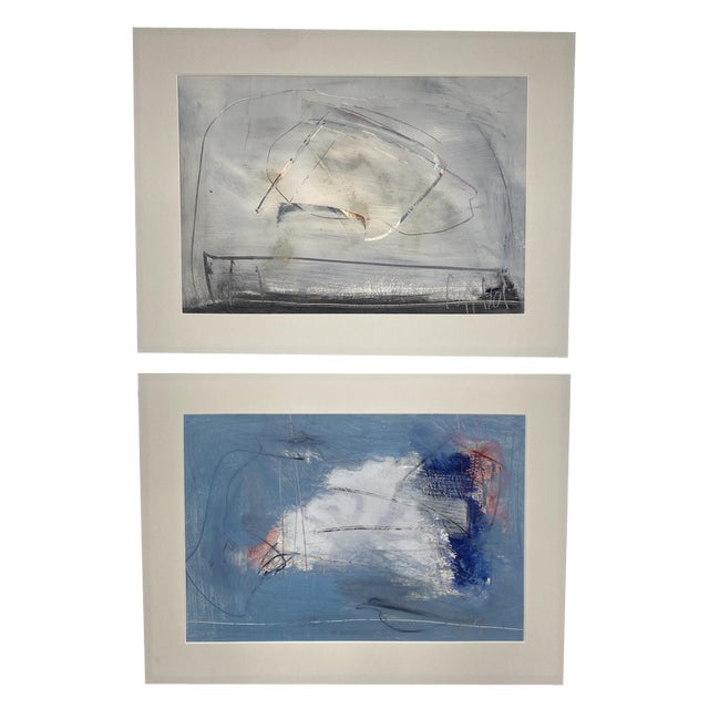 Manfred Nipp, Abstract Compositions, Paintings on Paper, 1990s, Set of 2 For Sale