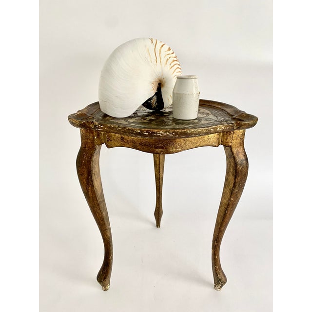 French Petite Italian Gold Leaf Florentine Table For Sale - Image 3 of 11