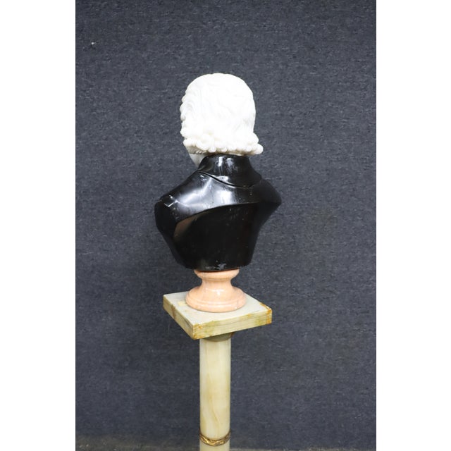Wolfgang Mozart Tricolor Marble Bust For Sale - Image 13 of 16