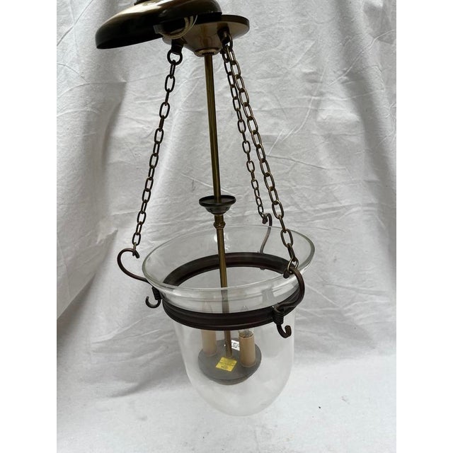 Hollywood Regency Vintage Bell Jar Pendant Lantern Light For Sale - Image 3 of 13