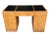 Vintage Campaign-Style Oak Executive Desk With Black Leather Inlay For Sale - Image 12 of 12