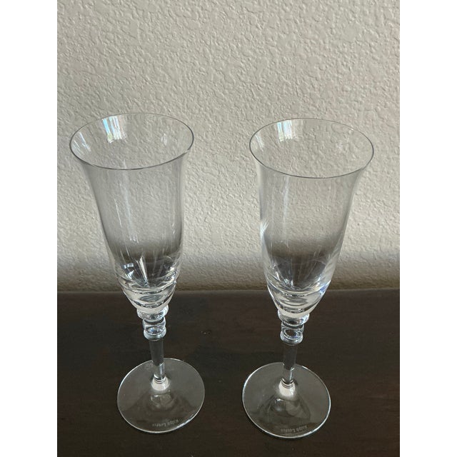 Mid 20th Century Mid 20th Century Ralph Lauren Crystal Champagne Flutes, Smoke Gray Stemware - Pair For Sale - Image 5 of 5