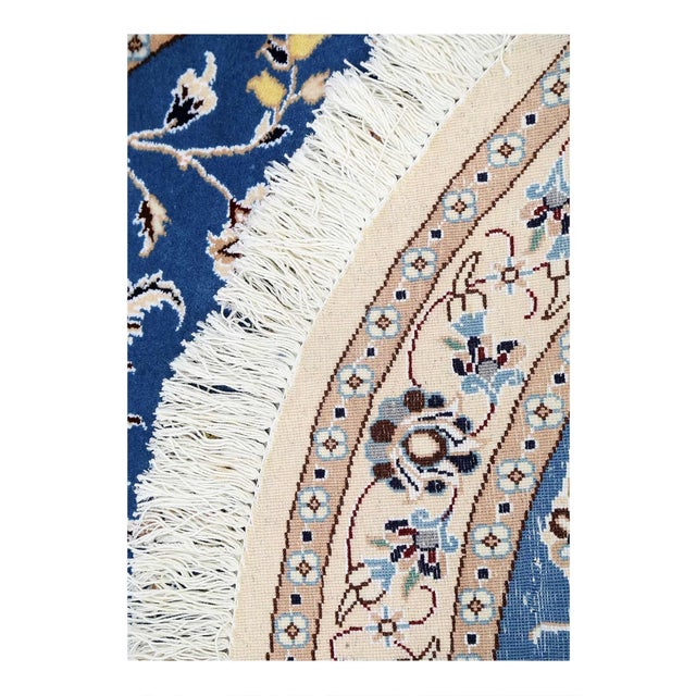 Fine Hand Knotted Persian Silk & Wool Nain Round Rug For Sale - Image 4 of 4