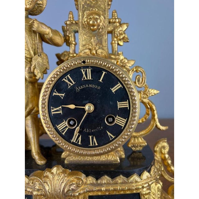 Antique Louis XV French Neo Rococo Figural Bronze Clock For Sale - Image 6 of 12