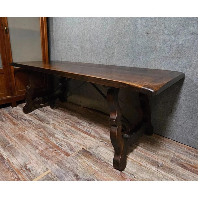 Large farmhouse table / solid wood dining table / spanish antique style table dimensions: h73 x w200 x d85 cm a superb...