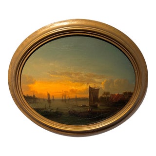 19th Century Harbor Painting by Ary Scheffer For Sale