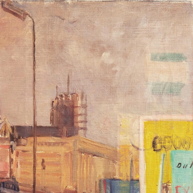 'View of Brussels, Belgium' by Pieter Van Mol, Mid-Century Oil Cityscape For Sale - Image 4 of 10