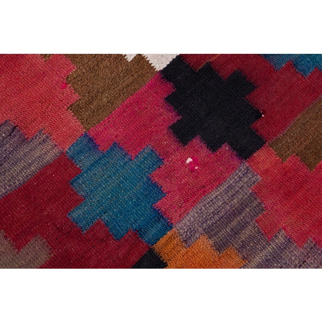 Textile Mid-20th Century Turkish Kilim Multicolor Handmade Tribal Wool Rug For Sale - Image 7 of 8