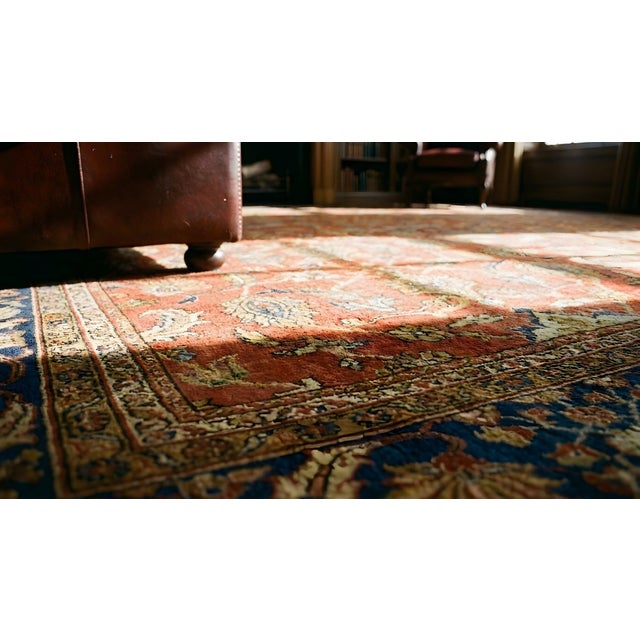 Red 1900s Red Rust Rustic Floral Antique Persian Sultanabad Rug 11' 6'' X 12' Handknotted Wool Carpet For Sale - Image 8 of 9