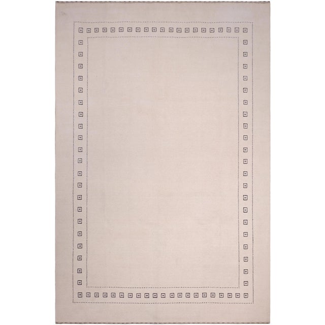 Contemporary Gabbeh Beige/Charcoal Wool Rug - 9'0''x12'0'' For Sale - Image 9 of 10