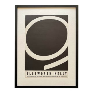 Ellsworth Kelly Vintage 1959 Mid Century Modernist Lithograph Print " Running White " Framed Minimalist Exhibition Poster For Sale