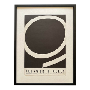 Ellsworth Kelly Vintage 1959 Mid Century Modernist Lithograph Print " Running White " Framed Minimalist Exhibition Poster