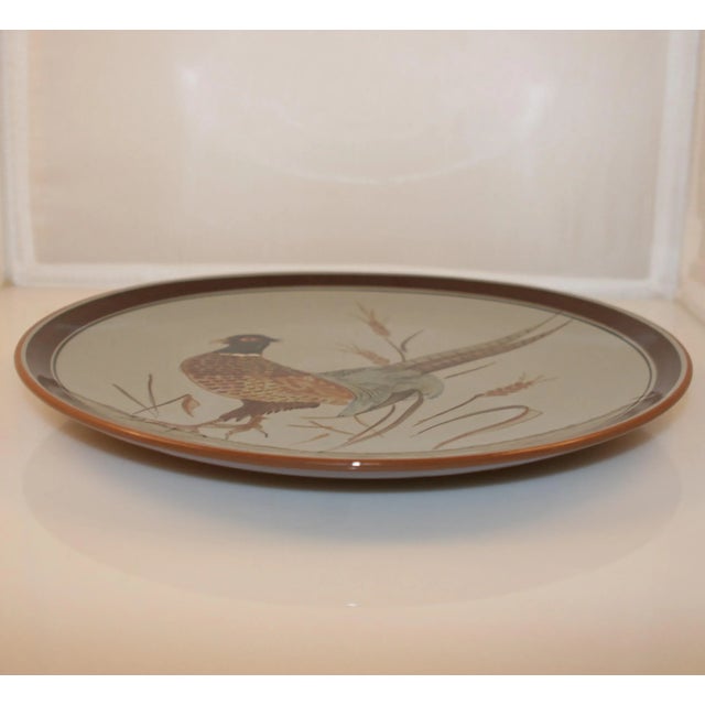 Traditional 1950s Stangl Sportsman Pattern Pheasant Round Serving Plate For Sale - Image 3 of 5