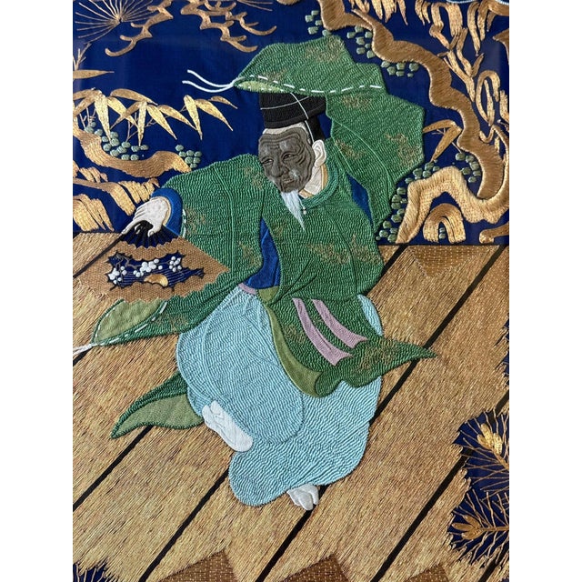 Framed Large Japanese Embroidery Silk Fukusa of Superb Quality Meiji Period For Sale - Image 18 of 18