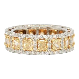 2.87 Ct Natural Yellow Diamond Eternity Band Size 6.5 For Sale