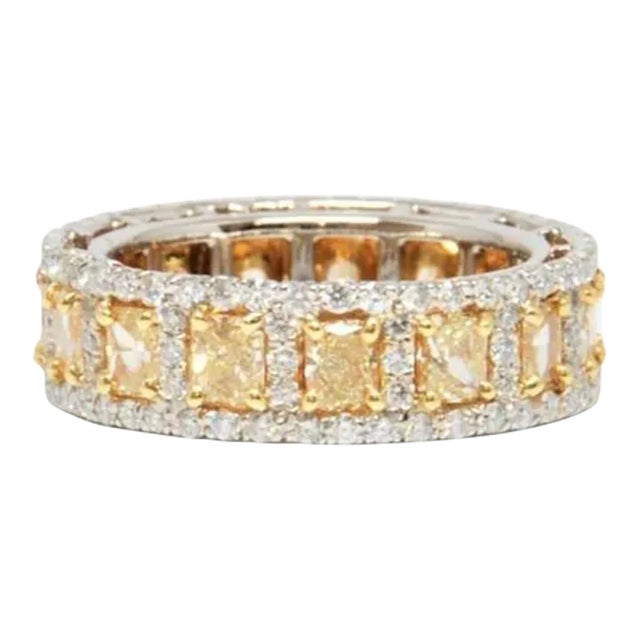 4.17 Ct Natural Yellow Diamond Eternity Band Size 6.5 For Sale