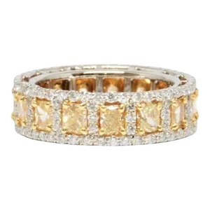 4.17 Ct Natural Yellow Diamond Eternity Band Size 6.5