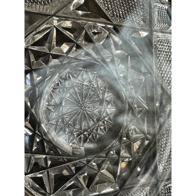 Antique, American Brilliant Period Crystal Glass Hand Cut Low Bowl Made by J Hoare For Sale - Image 9 of 13