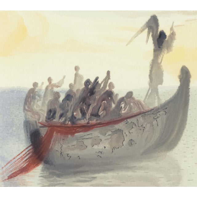 Abstract 1963 Dalí Divine Comedy Engraving Purgatoire Chant 2 "Le Passeur Angélique" (The Angel Boatman) For Sale - Image 3 of 8