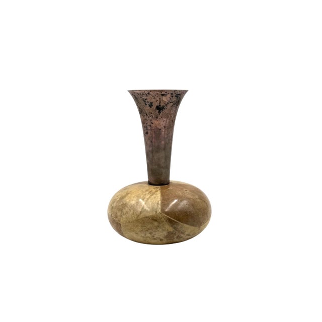 Metal Mid-Century Cream Parchment Vase, Aldo Tura Italy 1950s For Sale - Image 7 of 12