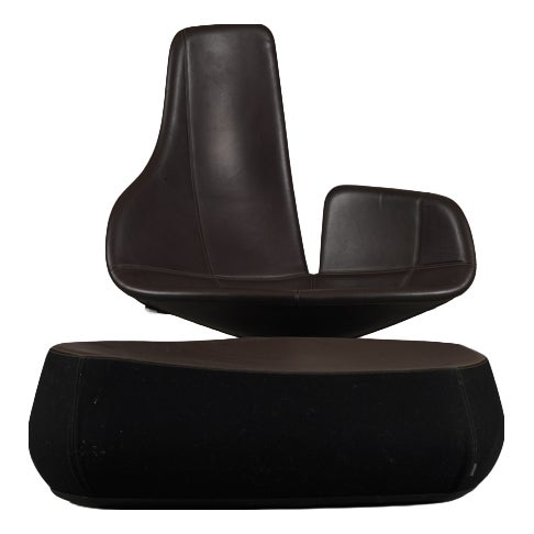 Set of Fjord Lounge Chair and Pouf by Patricia Urquiola for Moroso, Italy, 2000s For Sale