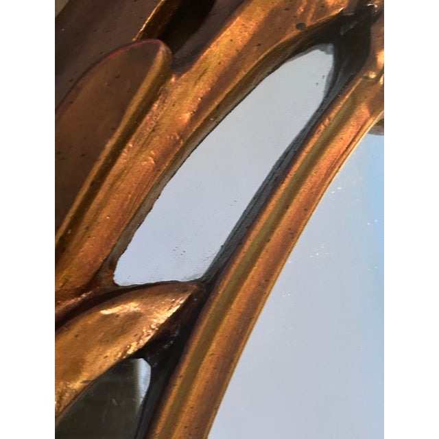 Bronze Mid 20th Century Gilded Hollywood Regency Rococo Style Mirror For Sale - Image 8 of 11