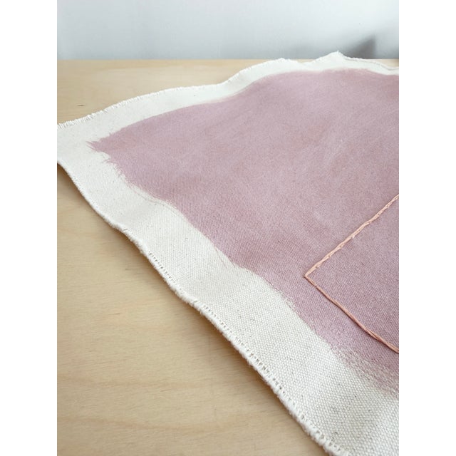 “Pale Mauve With Pink Clay Rectangles," 20 x 20 in., Original painting on unstretched canvas Acrylic paint and thread on...