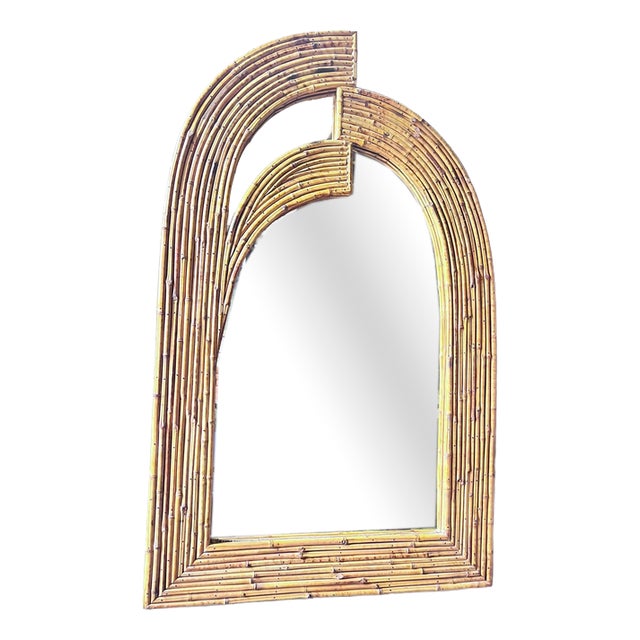 Vintage Bamboo Wall Mirror from Vivai Del Sud For Sale