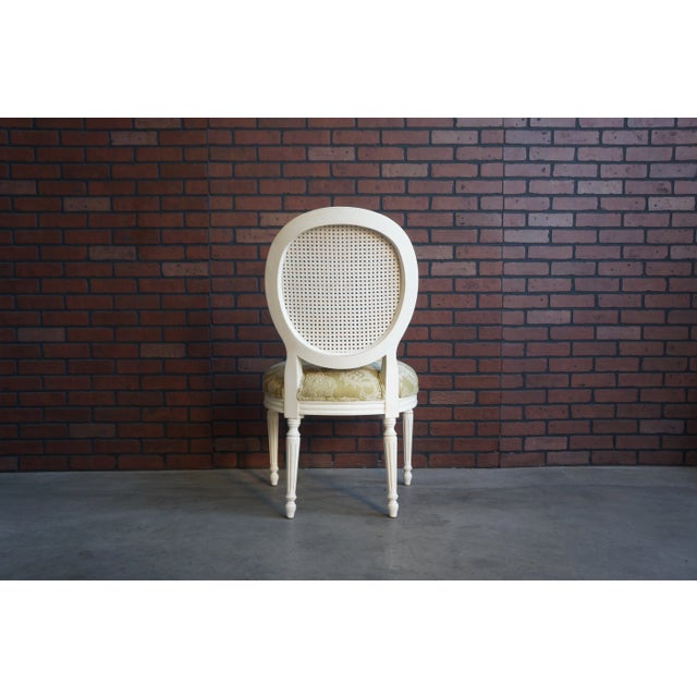 Off-white Ethan Allen Chrystiane Cane Back Dining Chairs ~ Set of 6 For Sale - Image 8 of 11