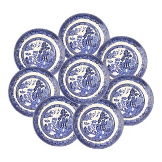 English Willow Dessert Plates, Set of 8 For Sale