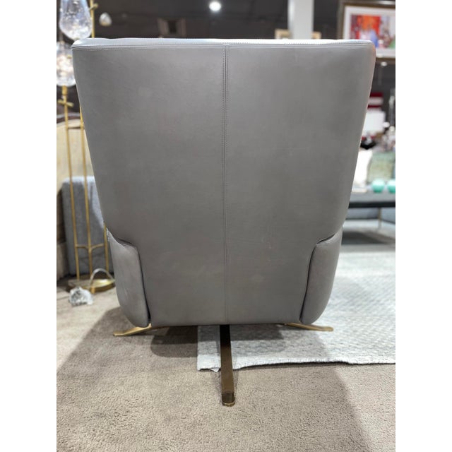 Restoration Hardware Restoration Hardware "Luke" Gray Leather Swivel Recliner For Sale - Image 4 of 7