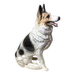 Vintage Ceramic German Shepherd Statue 28 Inches For Sale