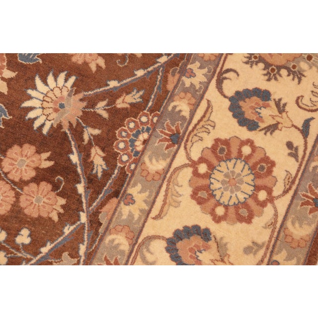1990s Art Nouveau 1990's Floral Pak-Persian Brown/Beige Wool Rug - 6'2'' X 9'2'' For Sale - Image 5 of 9