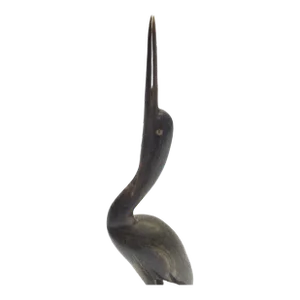 Early 20th Century Modern Carved Horn Crane Statue