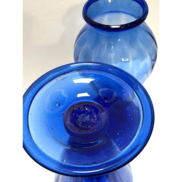 Blue Large Pair Antique Murano Cobalt Blue Amphora Vases For Sale - Image 8 of 11