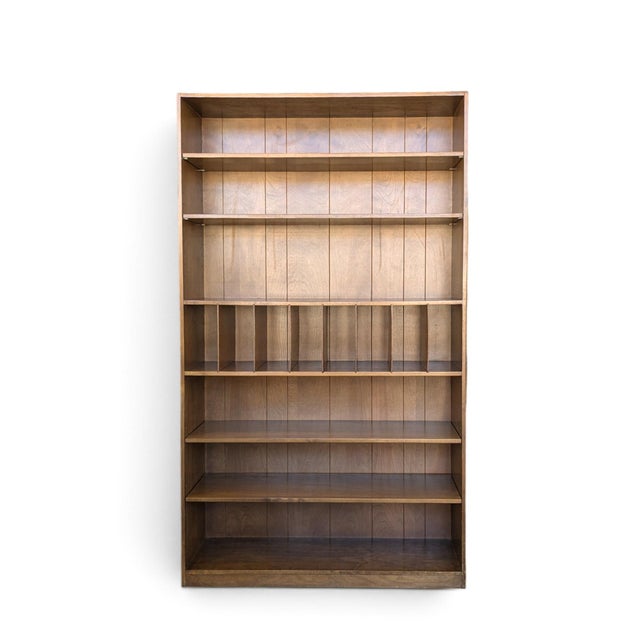 1970s Japanese Veneered-Plywood Bookcase With Adjustable Shelves and Dividers For Sale - Image 4 of 18