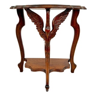 Early 20th C. Carved Swan Demi-Lune Console or Side Table For Sale
