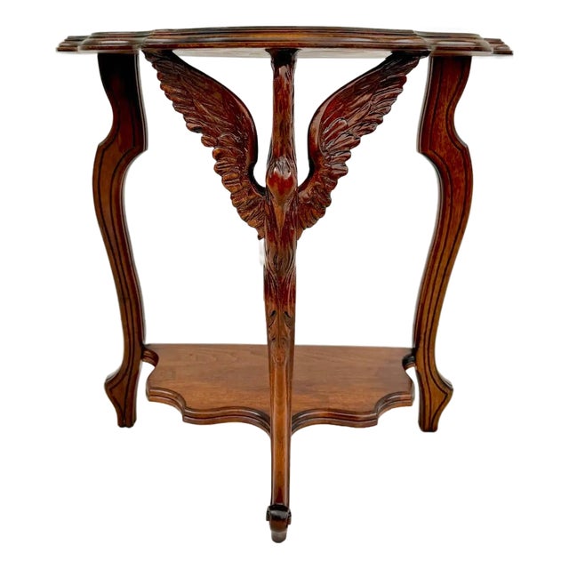 Early 20th C. Carved Swan Demi-Lune Console or Side Table For Sale