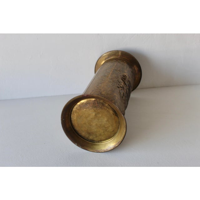 Early 20th Century Arts and Crafts Embossed Brass Stick Umbrella Stand For Sale - Image 11 of 14